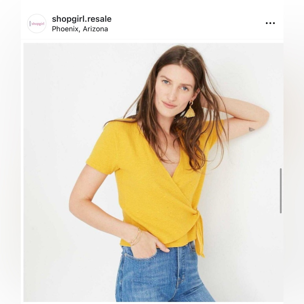 Madewell Shirt Texture & Thread Wrap Tie Tank Top Medium Yellow anthropologie